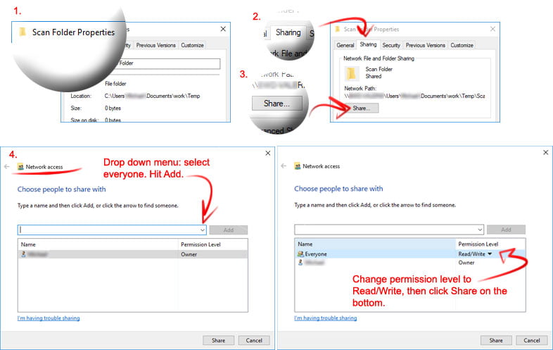 Sharing Scan-to folder to everyone.